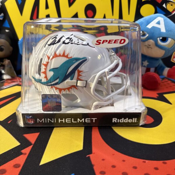 A mini helmet with the name of a miami dolphins player on it.