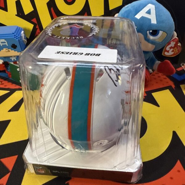 A close up of a box with a helmet in it