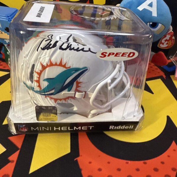 A helmet signed by the miami dolphins