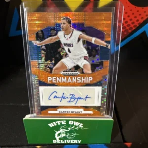 Basketball trading card in protective case.