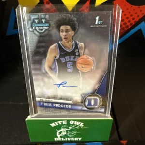 Basketball trading card in protective case.